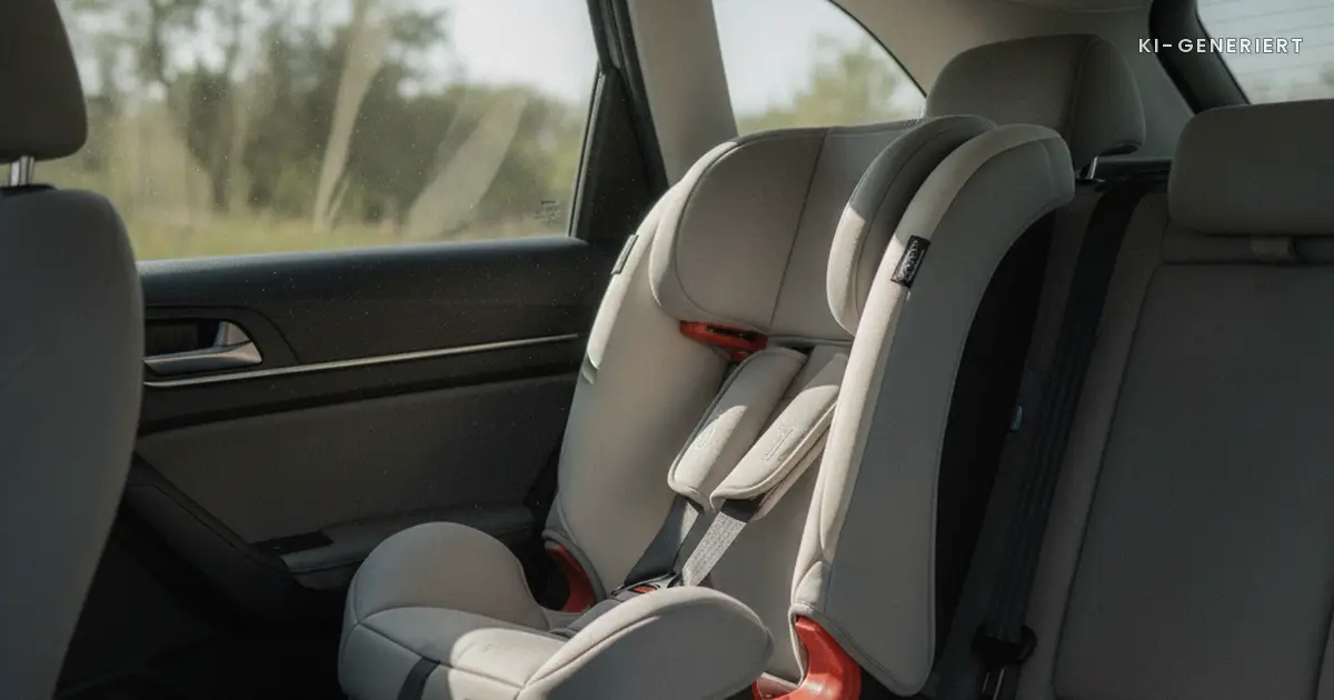 Kindersitz auf der Ruecksitzbank eines Autos, Kindersitz nach Groesse