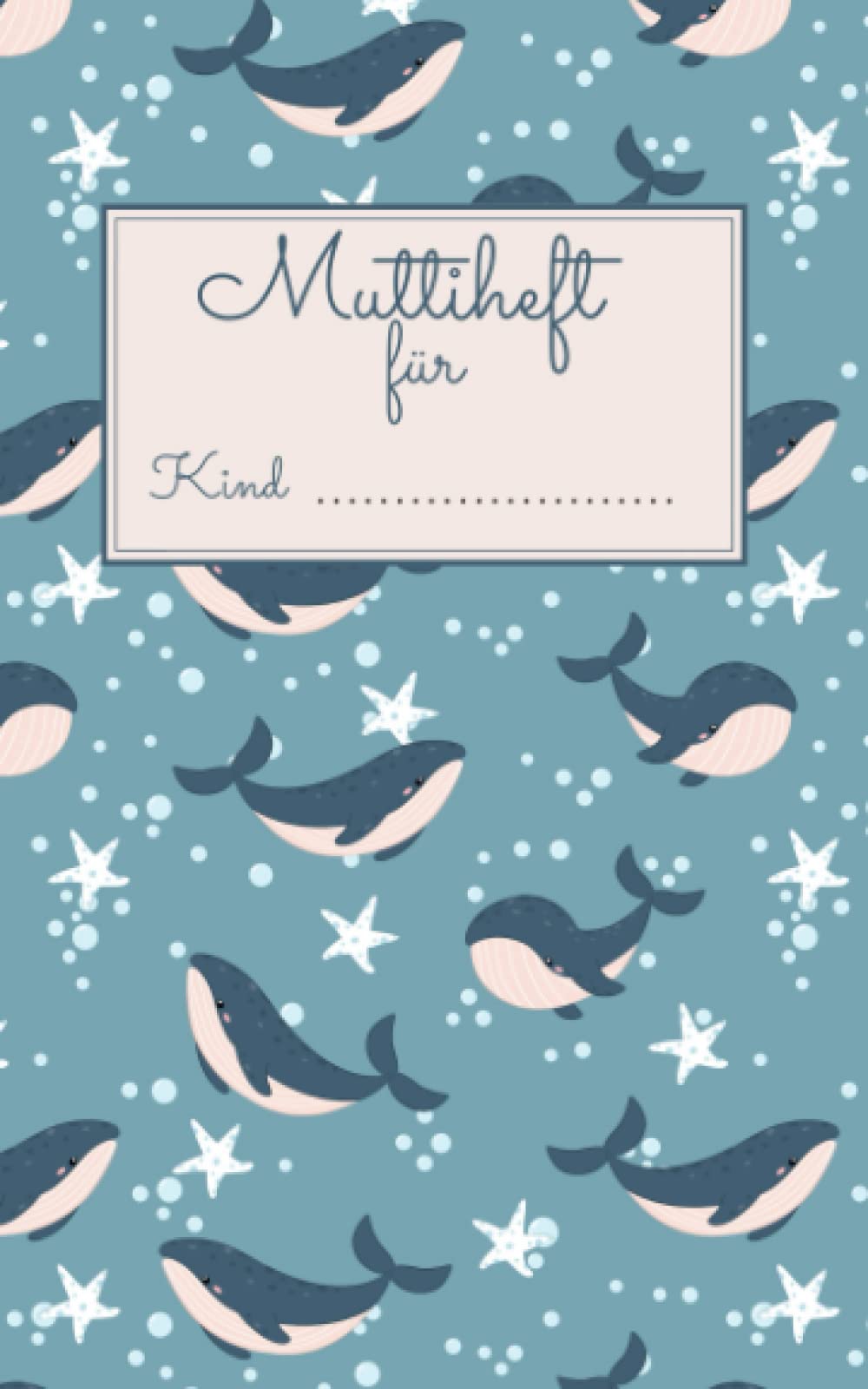 Mitteilungsheft Wale von Kindliebherz, Cover in Petrol