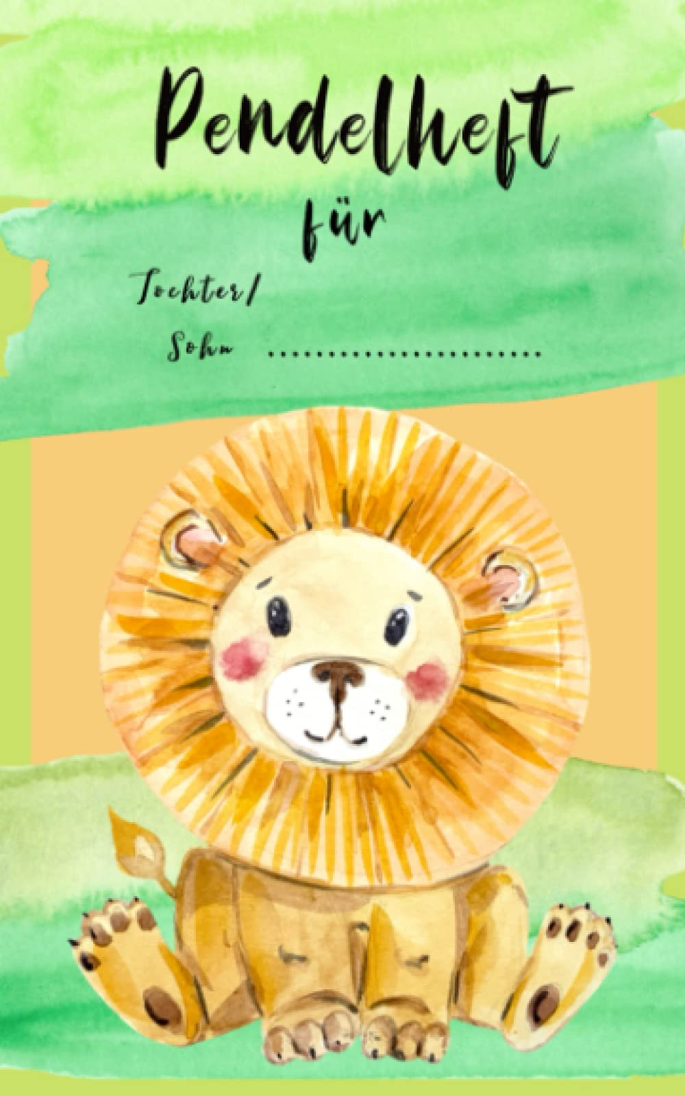 Muttiheft Löwe Aquarell von Kindliebherz, Cover in Wiesengrün