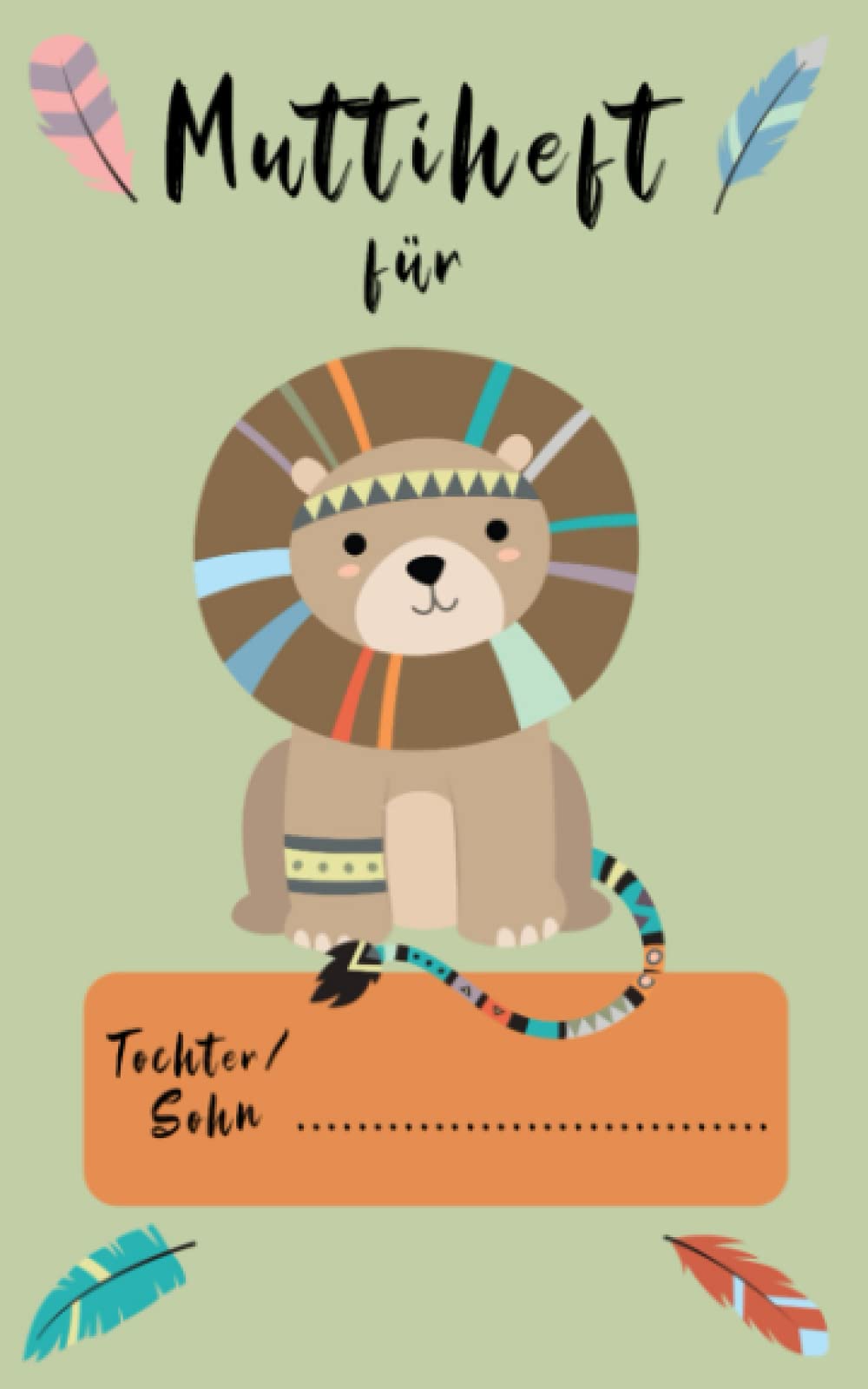 Muttiheft Löwe Boho von Kindliebherz, Cover in Salbeigrün