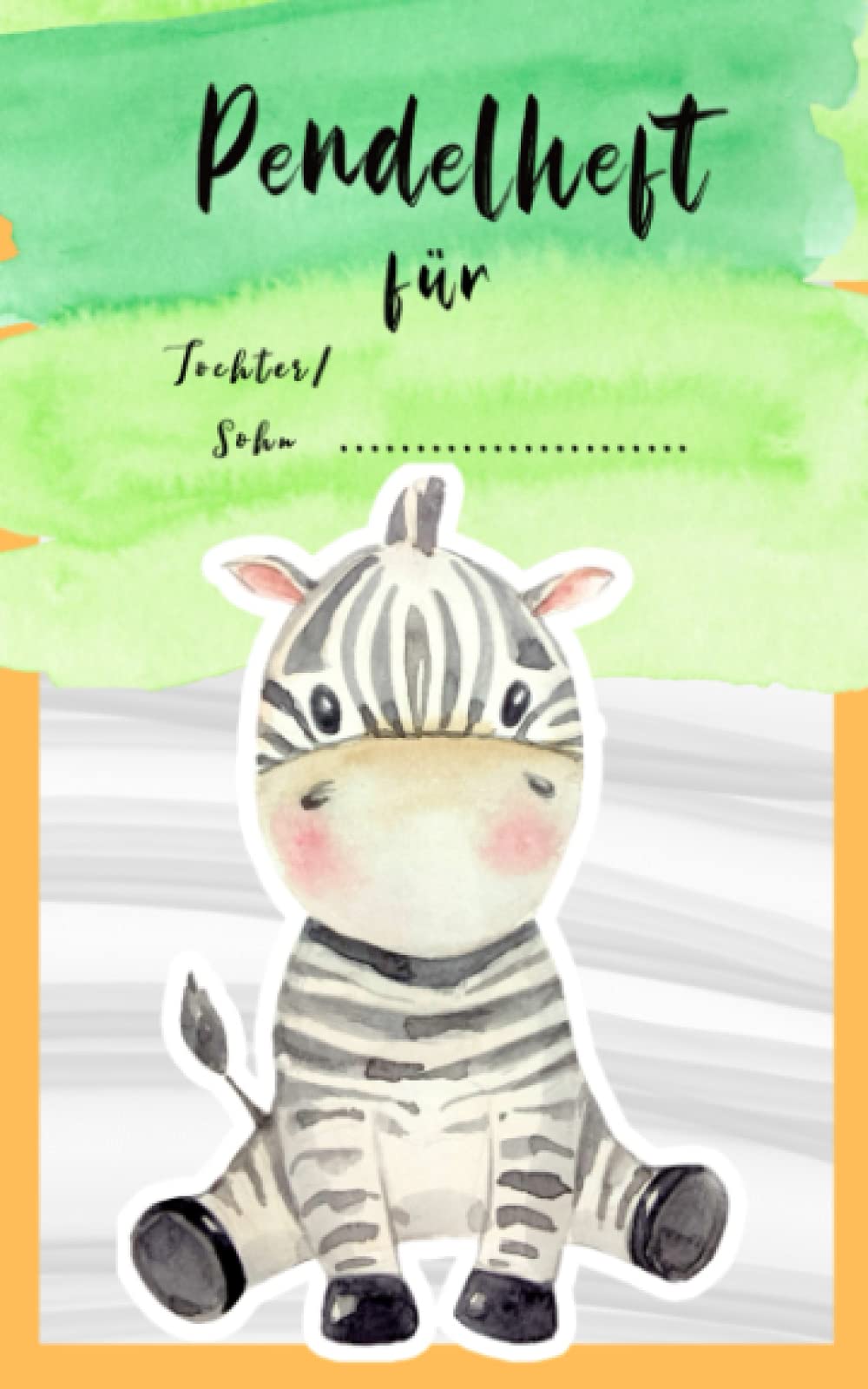 Muttiheft Zebra Aquarell von Kindliebherz, Cover in Orange