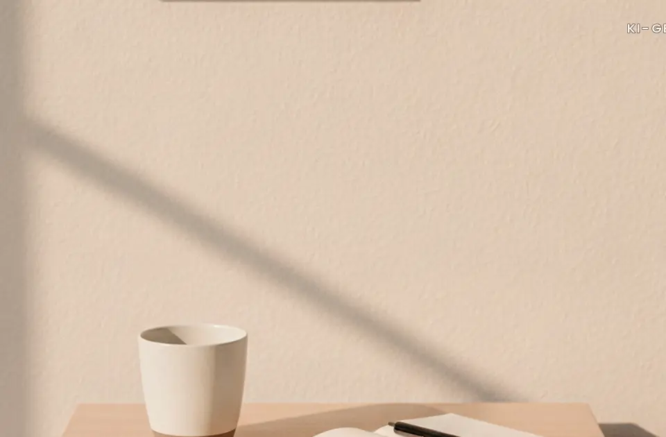 Nachttisch mit Kalender, Notizbuch und Wasserglas am Morgen, schwanger werden