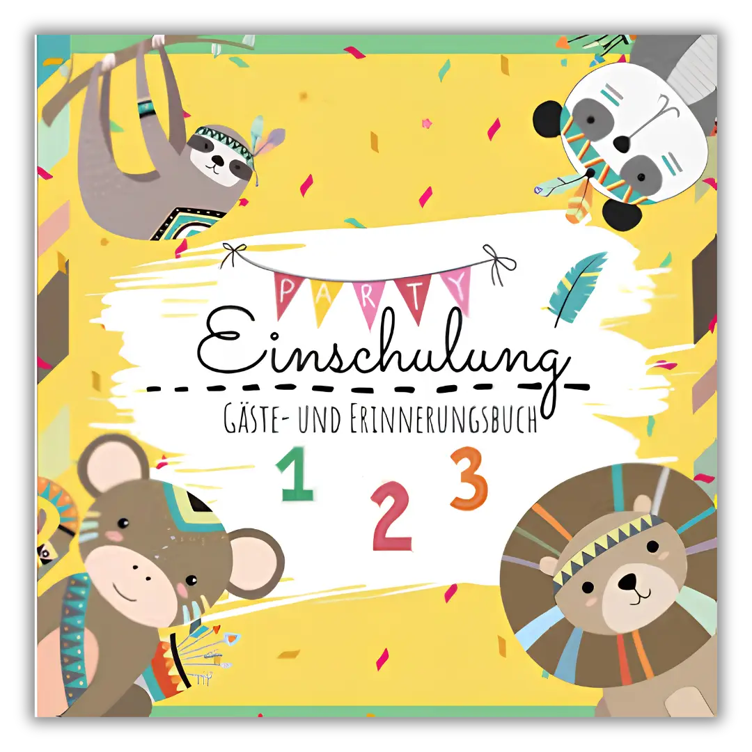 Einschulungs-Gäste- und Erinnerungsbuch, Cover mit Dschungeltieren