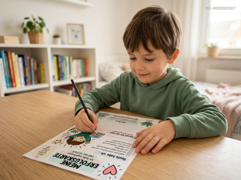 Kind füllt die Erfolgskarte von Mein Starthelfer aus